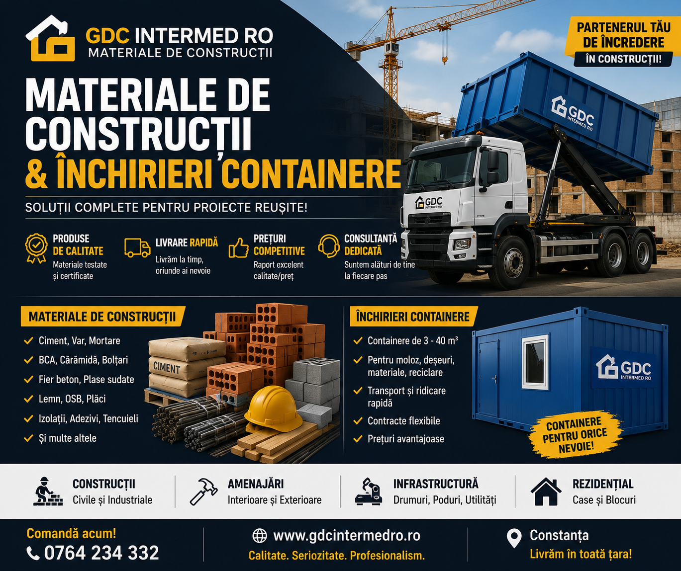 Materiale Construcții & Închirieri Echipamente | Schele, Popi, Cofraje – GDC Intermed RO
